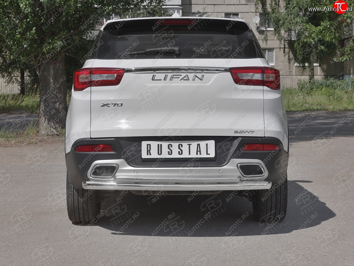 18 999 р. Защита заднего бампера (Ø63/42 мм, нержавейка) SLITKOFF Lifan X70 (2018-2025)  с доставкой в г. Кемерово