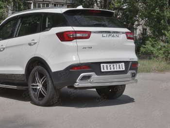 18 999 р. Защита заднего бампера (Ø63/42 мм, нержавейка) SLITKOFF Lifan X70 (2018-2025)  с доставкой в г. Кемерово. Увеличить фотографию 2