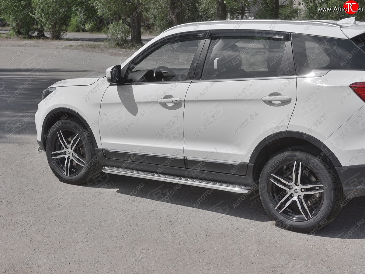 24 649 р. Порожки для ног SLITKOFF (Ø42 мм)  Lifan X70 (2018-2025) (Лист алюминиевый, труба - нержавейка)  с доставкой в г. Кемерово