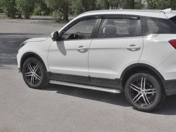 Порожки для ног SLITKOFF (Ø42 мм) Lifan X70 (2018-2025) (Лист алюминиевый, труба - сталь окрашенная в черный цвет)