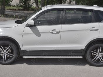 22 999 р. Порожки для ног SLITKOFF (Ø42 мм) Lifan X70 (2018-2025) (Лист алюминиевый, труба - сталь окрашенная в черный цвет)  с доставкой в г. Кемерово. Увеличить фотографию 2