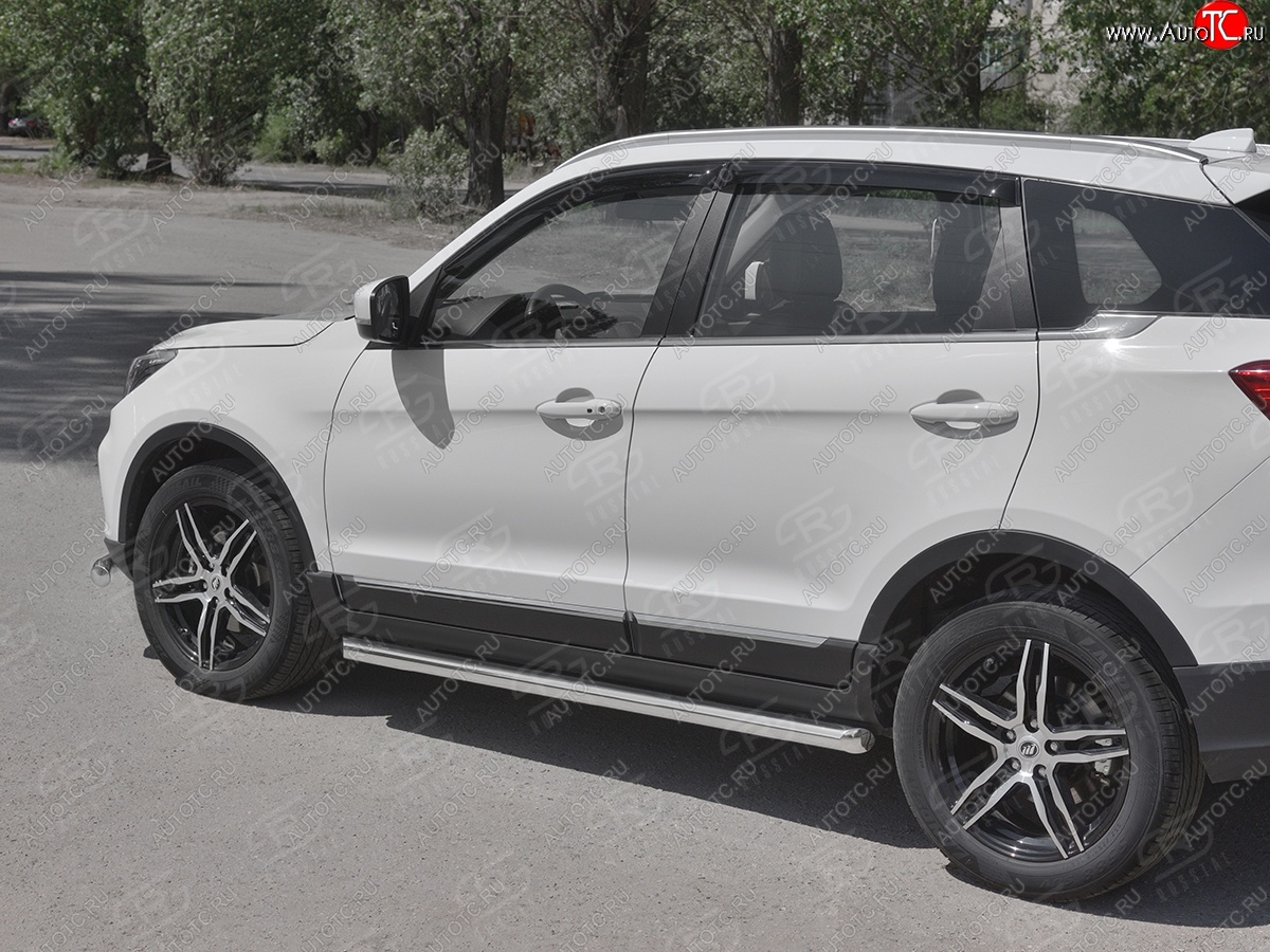 19 999 р. Защита порогов (Ø63 мм, нержавейка) SLITKOFF  Lifan X70 (2018-2025) (Металлические торцы под 45°)  с доставкой в г. Кемерово