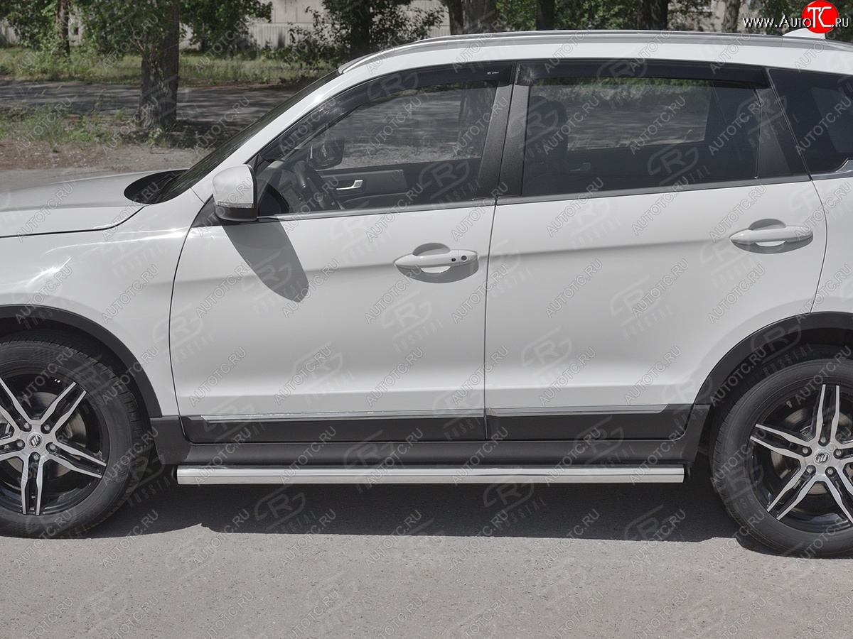 18 799 р. Защита порогов (Ø63 мм, нержавейка) SLITKOFF Lifan X70 (2018-2025) (С пластиковыми заглушками на торцах)  с доставкой в г. Кемерово