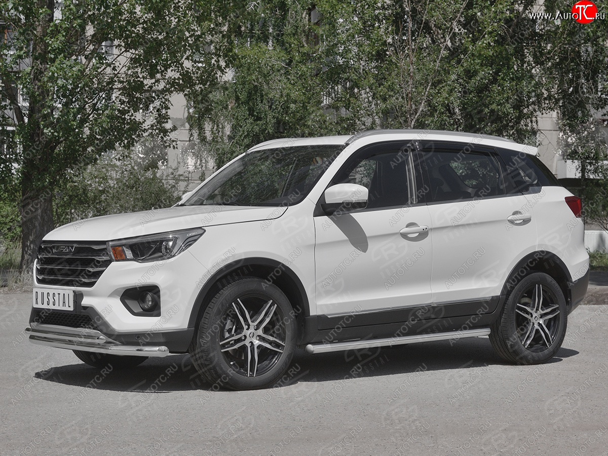 19 999 р. Защита порогов (Ø63 мм, нержавейка) SLITKOFF  Lifan X70 (2018-2025) (Металлические торцы под 90°)  с доставкой в г. Кемерово