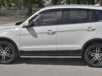16 649 р. Защита порогов (Ø75x42 мм с проступью, нержавейка) Russtal Lifan X70 (2018-2025)  с доставкой в г. Кемерово. Увеличить фотографию 2