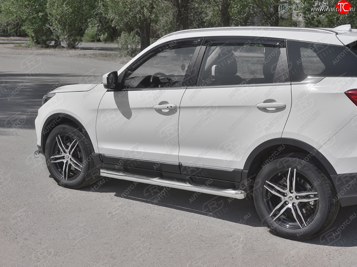 24 549 р. Защита порогов (Ø76 мм с проступью, нержавейка) SLITKOFF  Lifan X70 (2018-2025) (Металлические торцы под 45°)  с доставкой в г. Кемерово