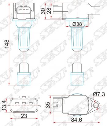 1 239 р. Катушка зажигания SAT  Mazda 2/Demio  DE - 3/Axela  BL  с доставкой в г. Кемерово. Увеличить фотографию 1