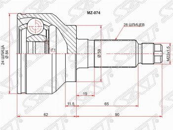 Шрус (наружный) АКПП SAT (24*28*59 мм, АКПП, 2.0) Mazda 3/Axela  BL - Premacy
