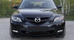 749 р. Реснички на фары RA  Mazda 3/Axela  BK (2003-2009) дорестайлинг, хэтчбэк, рестайлинг, хэтчбэк (Неокрашенные)  с доставкой в г. Кемерово. Увеличить фотографию 2