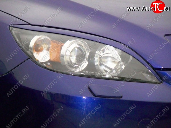 689 р. Реснички на фары Style v2 (длинные)  Mazda 3/Axela  BK (2006-2009) рестайлинг, хэтчбэк (Неокрашенные)  с доставкой в г. Кемерово