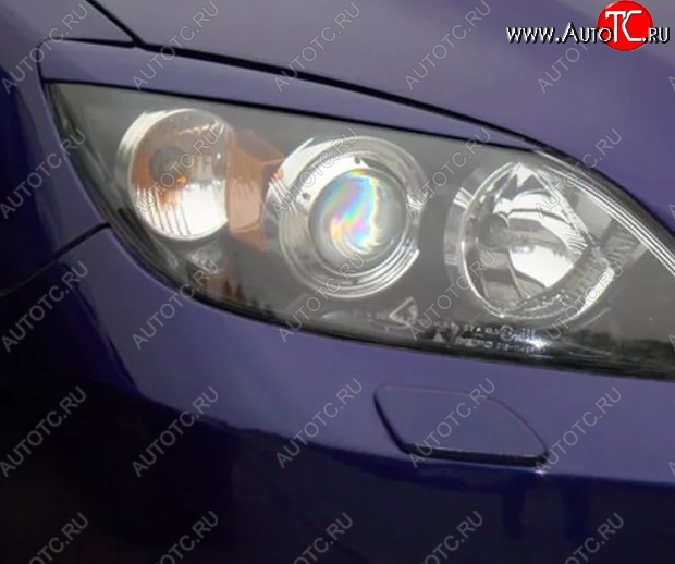 1 149 р. Реснички на фары Tuning-Sport v1 (короткие)  Mazda 3/Axela  BK (2003-2009) дорестайлинг, хэтчбэк, рестайлинг, хэтчбэк (Неокрашенные)  с доставкой в г. Кемерово