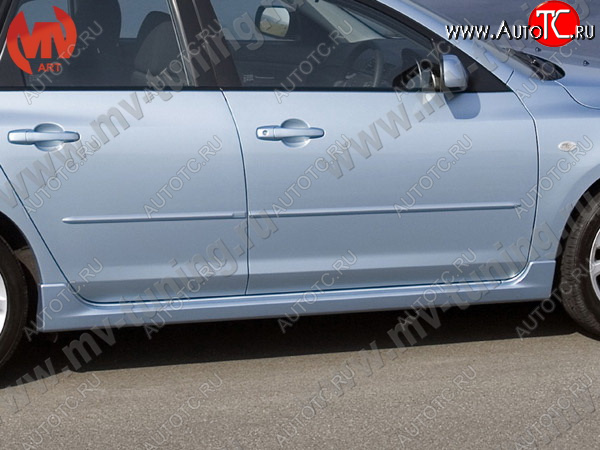 6 599 р. Пороги накладки MV-Tuning  Mazda 3/Axela  BK (2003-2009) дорестайлинг седан, дорестайлинг, хэтчбэк, рестайлинг седан, рестайлинг, хэтчбэк (Неокрашенные)  с доставкой в г. Кемерово
