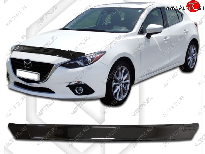 1 899 р. Дефлектор капота CA-Plastic Mazda 3/Axela BM дорестайлинг, хэтчбэк (2013-2016) (Classic черный, Без надписи)  с доставкой в г. Кемерово