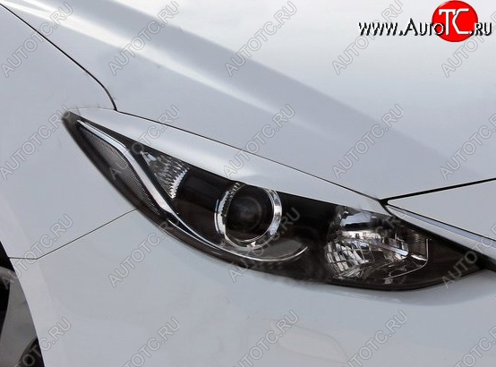 1 149 р. Реснички на фары Tuning-Sport v2 (для галогеновой оптики)  Mazda 3/Axela  BM (2013-2016) дорестайлинг седан (Неокрашенные)  с доставкой в г. Кемерово