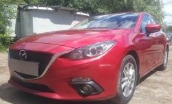 1 469 р. Нижняя сетка на бампер Russtal (черная)  Mazda 3/Axela  BM (2013-2016) дорестайлинг седан, дорестайлинг, хэтчбэк  с доставкой в г. Кемерово. Увеличить фотографию 1