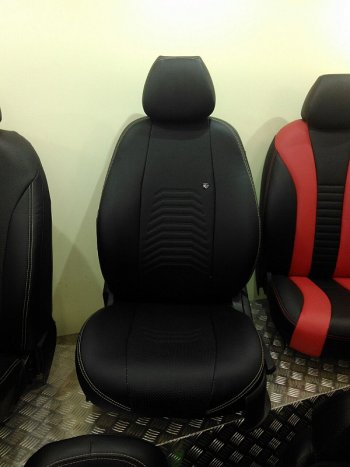 8 249 р. Чехлы для сидений Lord Autofashion Денвер (экокожа) Mazda 3/Axela BM дорестайлинг, хэтчбэк (2013-2016) (Чёрный, вставка чёрная)  с доставкой в г. Кемерово. Увеличить фотографию 6