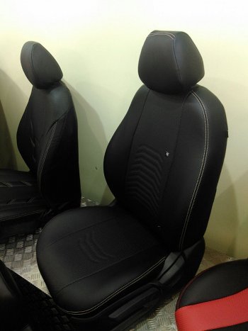 8 249 р. Чехлы для сидений Lord Autofashion Денвер (экокожа) Mazda 3/Axela BM дорестайлинг, хэтчбэк (2013-2016) (Чёрный, вставка чёрная)  с доставкой в г. Кемерово. Увеличить фотографию 8
