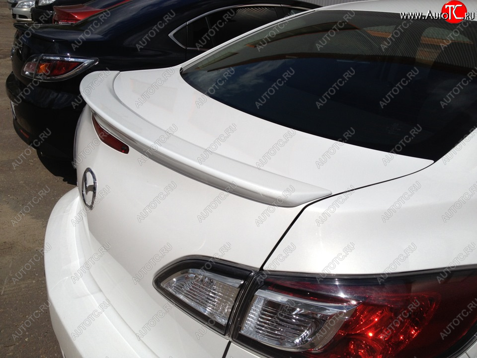 3 899 р. Лип спойлер MV-Tuning  Mazda 3/Axela  BL (2009-2013) дорестайлинг седан, рестайлинг седан (Неокрашенный)  с доставкой в г. Кемерово