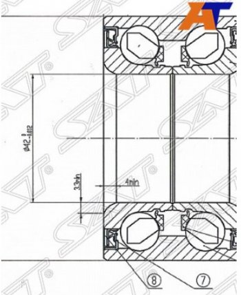 1 499 р. Подшипник передней ступицы SAT (с ABS) Mazda 3/Axela BK дорестайлинг седан (2003-2006)  с доставкой в г. Кемерово. Увеличить фотографию 1