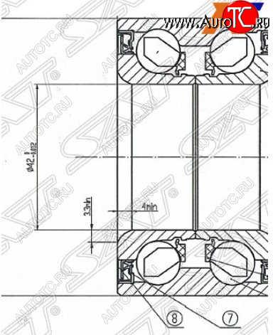 1 499 р. Подшипник передней ступицы SAT (с ABS)  Mazda 3/Axela ( BK,  BL) - 6  GH  с доставкой в г. Кемерово