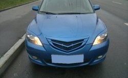 3 189 р. Решётка радиатора Style v2 (значок)  Mazda 3/Axela  BK (2003-2006) дорестайлинг, хэтчбэк (Неокрашенная)  с доставкой в г. Кемерово. Увеличить фотографию 2
