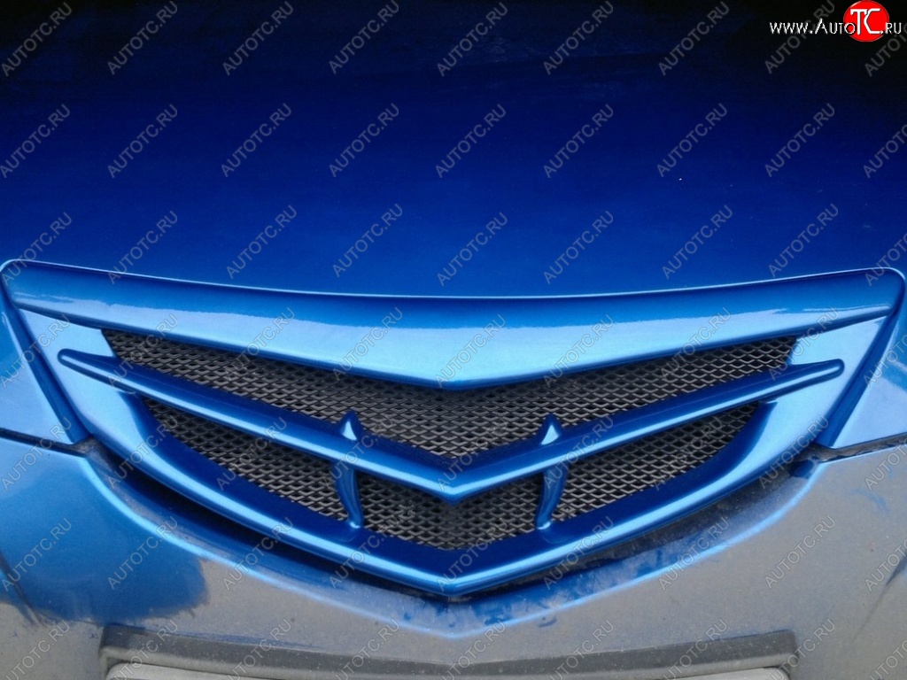 3 189 р. Решётка радиатора Style v2 (значок)  Mazda 3/Axela  BK (2003-2006) дорестайлинг, хэтчбэк (Неокрашенная)  с доставкой в г. Кемерово