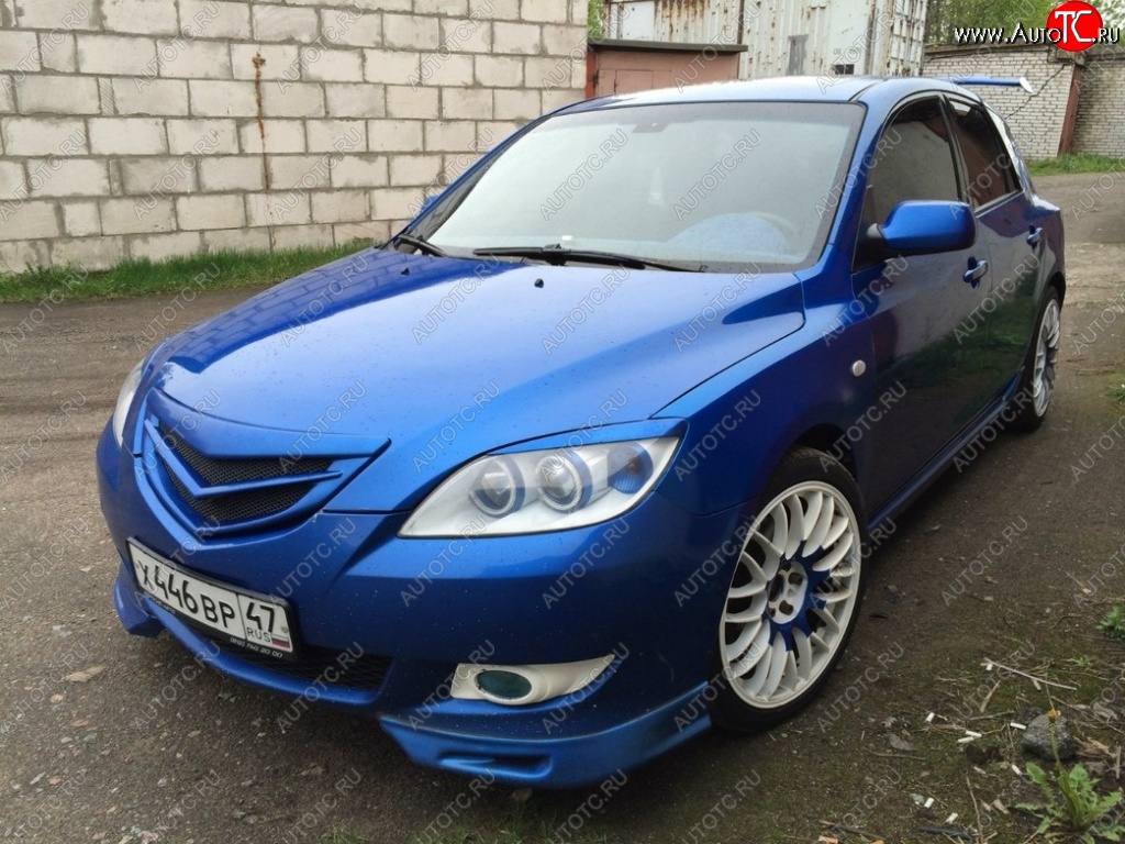 3 189 р. Решётка радиатора Style v3 (планка в середине)  Mazda 3/Axela  BK (2006-2009) рестайлинг, хэтчбэк (Неокрашенная)  с доставкой в г. Кемерово