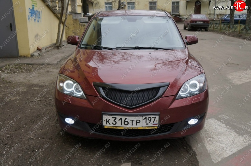 2 599 р. Решётка радиатора Style v4 (сетка)  Mazda 3/Axela  BK (2003-2006) дорестайлинг, хэтчбэк (Неокрашенная)  с доставкой в г. Кемерово