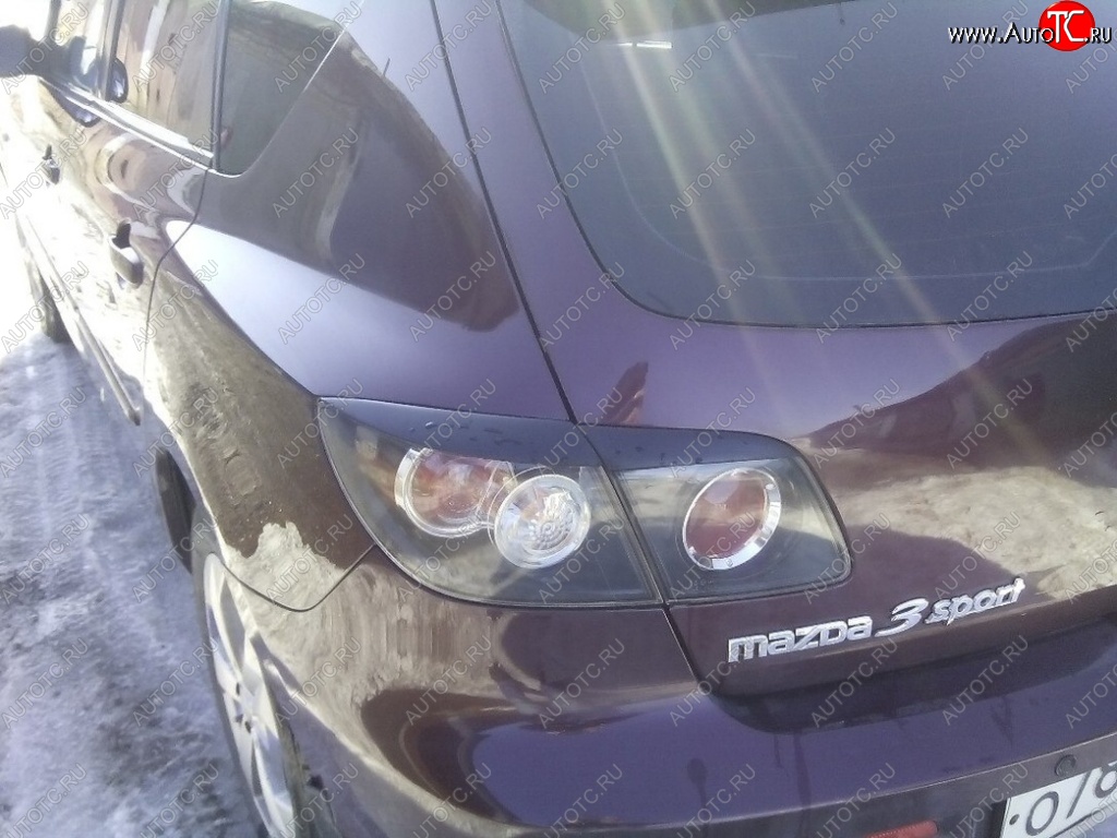 779 р. Реснички на фонари Style v1 (4 части)  Mazda 3/Axela  BK (2003-2009) дорестайлинг, хэтчбэк, рестайлинг, хэтчбэк (Неокрашенные)  с доставкой в г. Кемерово