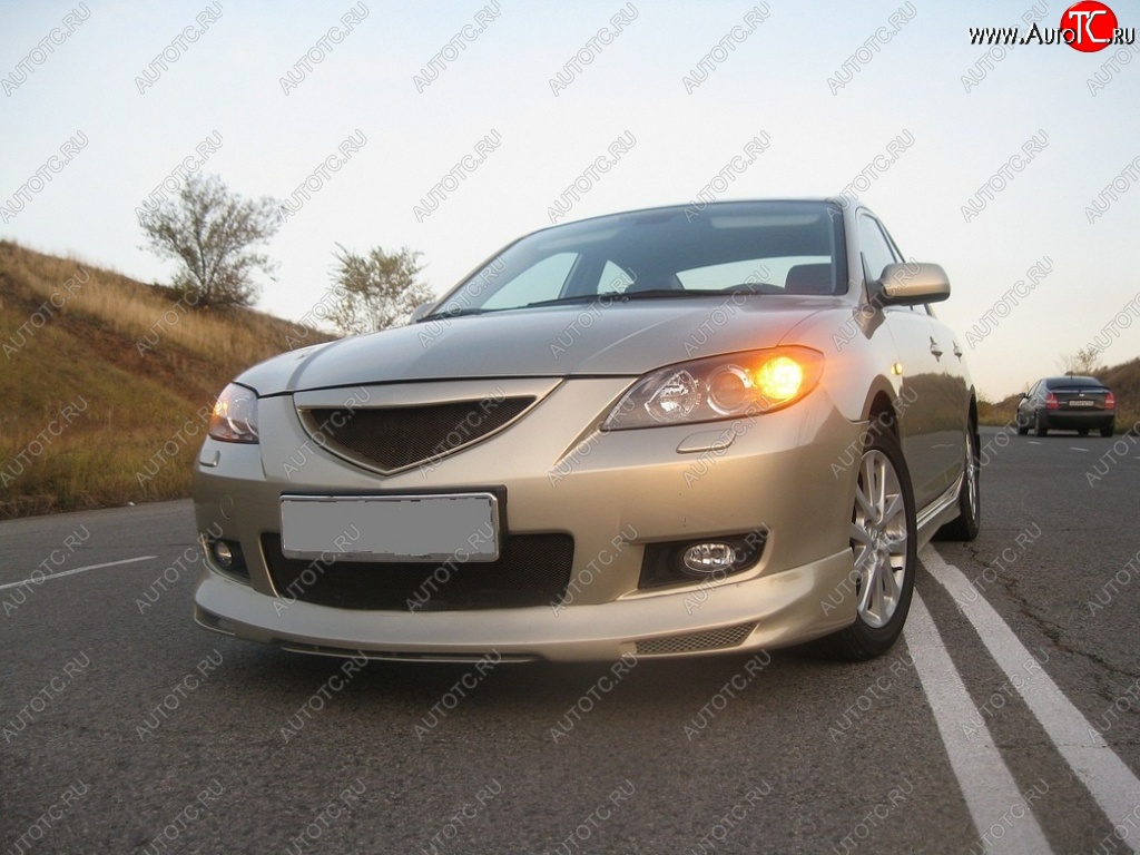 4 999 р. Накладка на передний бампер Style  Mazda 3/Axela  BK (2003-2006) дорестайлинг седан (Неокрашенная)  с доставкой в г. Кемерово
