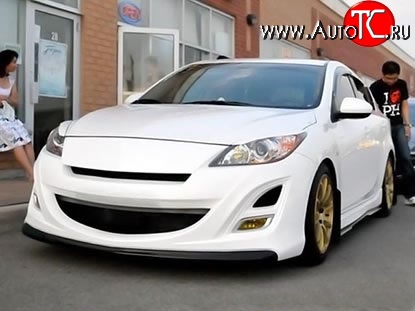 11 399 р. Передний бампер AutoEXE Mazda 3/Axela BL дорестайлинг, хэтчбэк 5 дв. (2009-2011) (Без сетки, Неокрашенный)  с доставкой в г. Кемерово