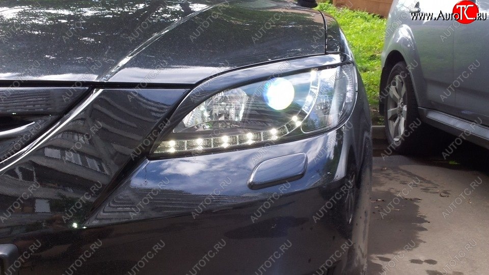 689 р. Реснички на фары Style (длинные)  Mazda 3/Axela  BK (2003-2009) дорестайлинг седан, рестайлинг седан (Неокрашенные)  с доставкой в г. Кемерово