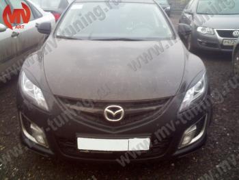 1 299 р. Реснички на фары (на фары без адаптивного света) MV-Tuning  Mazda 6  GH (2007-2012) дорестайлинг лифтбэк, дорестайлинг седан, дорестайлинг универсал, рестайлинг лифтбэк, рестайлинг седан, рестайлинг универсал (Неокрашенные)  с доставкой в г. Кемерово. Увеличить фотографию 2