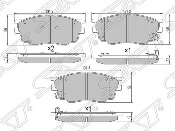 1 229 р. Колодки тормозные SAT (передние)  Mazda 6 ( GG,  GG, GY) (2002-2008) лифтбэк дорестайлинг, седан дорестайлинг, универсал дорестайлинг, лифтбэк рестайлинг, седан рестайлинг, универсал рестайлинг  с доставкой в г. Кемерово. Увеличить фотографию 1