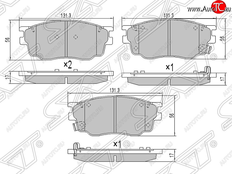 1 229 р. Колодки тормозные SAT (передние)  Mazda 6 ( GG,  GG, GY) (2002-2008) лифтбэк дорестайлинг, седан дорестайлинг, универсал дорестайлинг, лифтбэк рестайлинг, седан рестайлинг, универсал рестайлинг  с доставкой в г. Кемерово