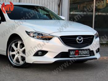 6 299 р. Клыки переднего бампера Var №2 Lite (комплектация Drive и Activ) MV-Tuning  Mazda 6  GJ (2012-2018) дорестайлинг седан, дорестайлинг универсал, 1 рестайлинг универсал, 1-ый рестайлинг седан (Неокрашенные)  с доставкой в г. Кемерово. Увеличить фотографию 1