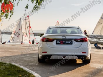 12 699 р. Диффузор заднего бампера Sport v2 Mazda 6 GJ 1-ый рестайлинг седан (2015-2018) (Неокрашенный)  с доставкой в г. Кемерово. Увеличить фотографию 2