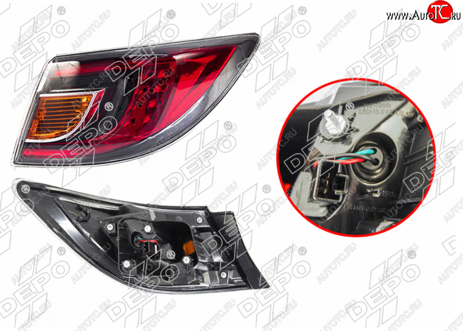 10 599 р. Правый фонарь задний (LED) DEPO Mazda 6 GH дорестайлинг седан (2007-2010)  с доставкой в г. Кемерово