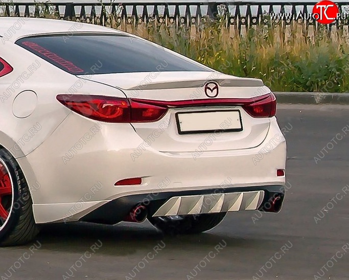 10 899 р. Диффузор заднего бампера Sport v4  Mazda 6  GJ (2015-2018) 1-ый рестайлинг седан (Неокрашенная)  с доставкой в г. Кемерово