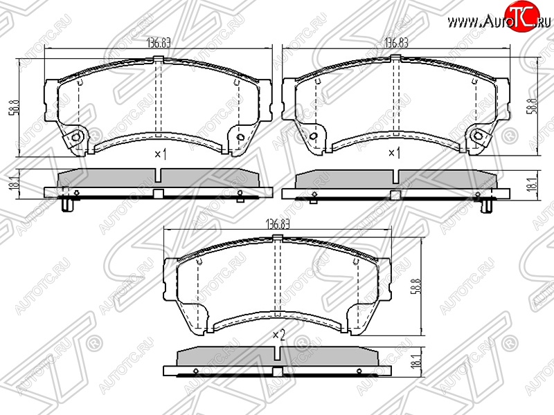 1 229 р. Колодки тормозные SAT (передние) Mazda 6 GH дорестайлинг седан (2007-2010)  с доставкой в г. Кемерово