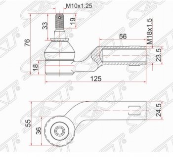 619 р. Левый наконечник рулевой тяги SAT Mazda 3/Axela BK дорестайлинг, хэтчбэк (2003-2006)  с доставкой в г. Кемерово. Увеличить фотографию 1