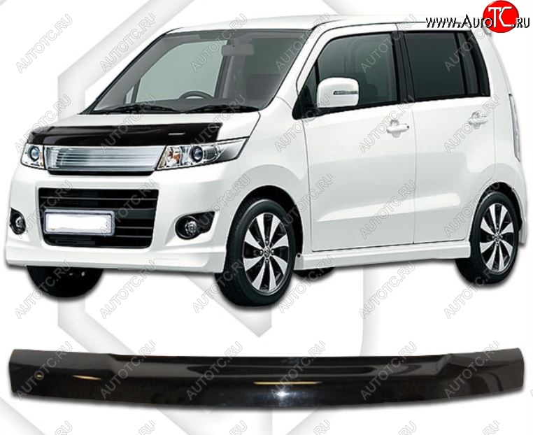 1 999 р. Дефлектор капота CA-Plastic Mazda AZ-Wagon (2004-2008) (Classic черный, Без надписи)  с доставкой в г. Кемерово