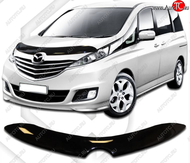 1 999 р. Дефлектор капота CA-Plastic Mazda Biante (2008-2018) (Classic черный, Без надписи)  с доставкой в г. Кемерово