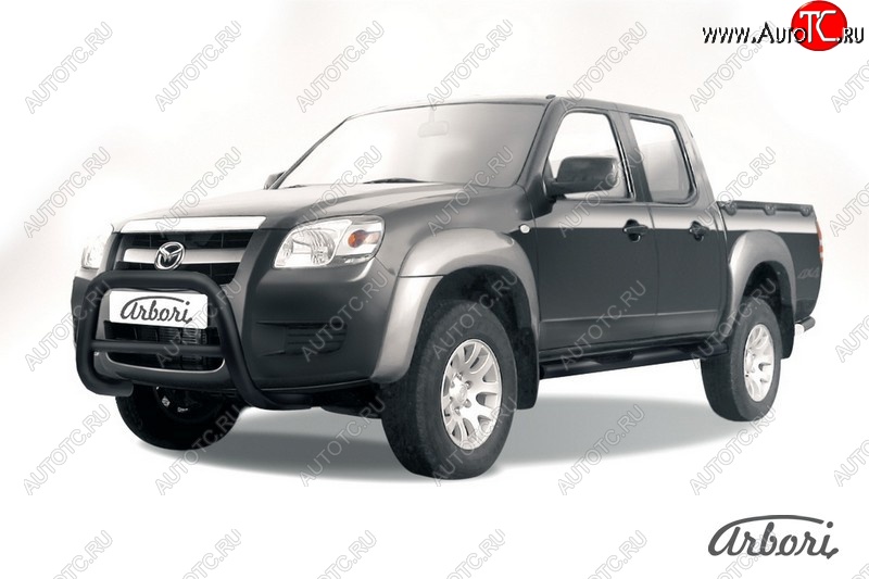 16 289 р. Защита переднего бампера Arbori (низкая, черная, 1 труба d57 mm). Mazda BT-50 (2006-2011)  с доставкой в г. Кемерово