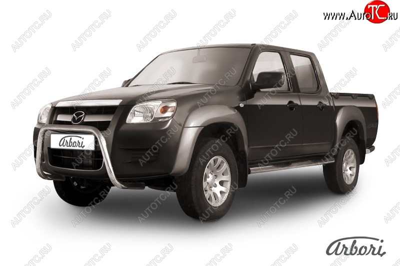 22 139 р. Защита переднего бампера Arbori (низкая - mini, нержавейка, 1 труба d57 mm).  Mazda BT-50 (2006-2011)  с доставкой в г. Кемерово