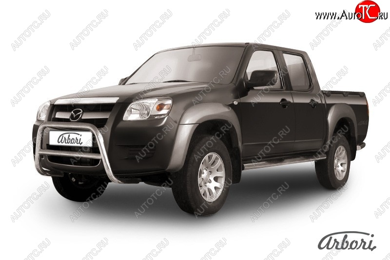23 939 р. Защита переднего бампера Arbori (низкая, нержавейка, 1 труба d57 mm).  Mazda BT-50 (2006-2011)  с доставкой в г. Кемерово