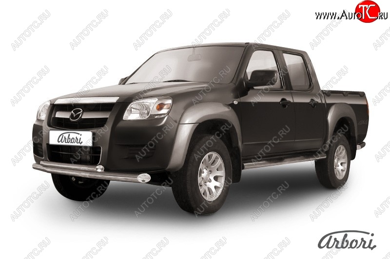 15 749 р. Защита переднего бампера Arbori (нержавейка, 2 трубы d76 и 57 mm)  Mazda BT-50 (2006-2011)  с доставкой в г. Кемерово