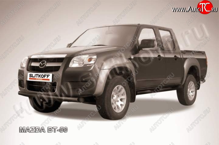 9 449 р. защита переднего бампера Slitkoff  Mazda BT-50 (2006-2011) (Цвет: серебристый)  с доставкой в г. Кемерово