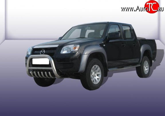 36 999 р. Усиленная защита переднего бампера с защитой картера Slitkoff  Mazda BT-50 (2006-2011) (Нержавейка, Полированная)  с доставкой в г. Кемерово