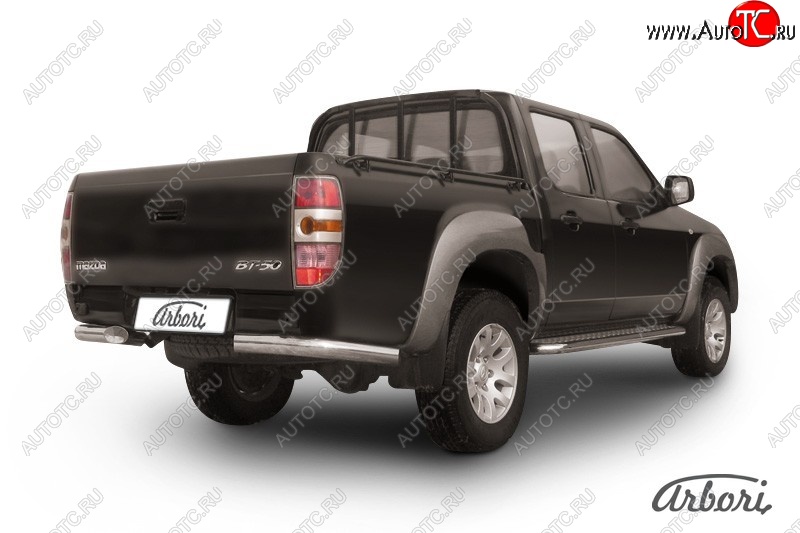 12 509 р. Защита заднего бампера Arbori (уголки, нержавейка, 1 труба d76 mm). Mazda BT-50 (2006-2011)  с доставкой в г. Кемерово